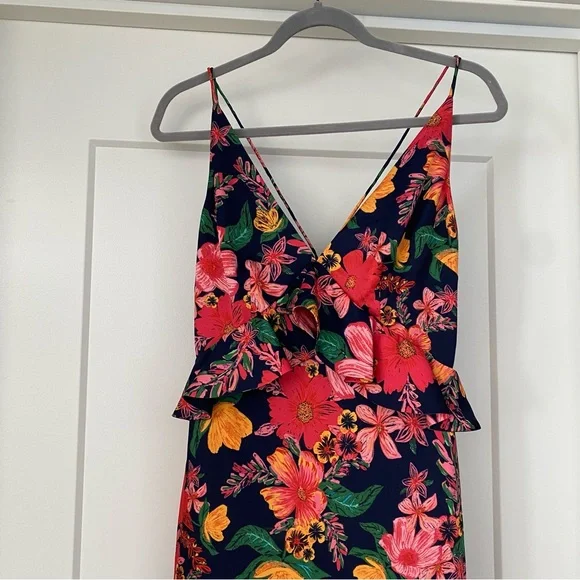 Finders Keepers Navy Pink Floral Maxi Dress Small - Picture 5 of 6